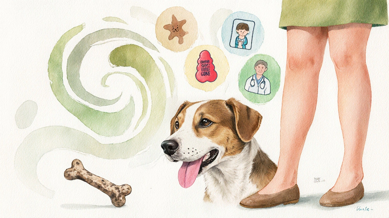 Abstraktní znázornění pachů a příčin, proč pes olizuje nohy.