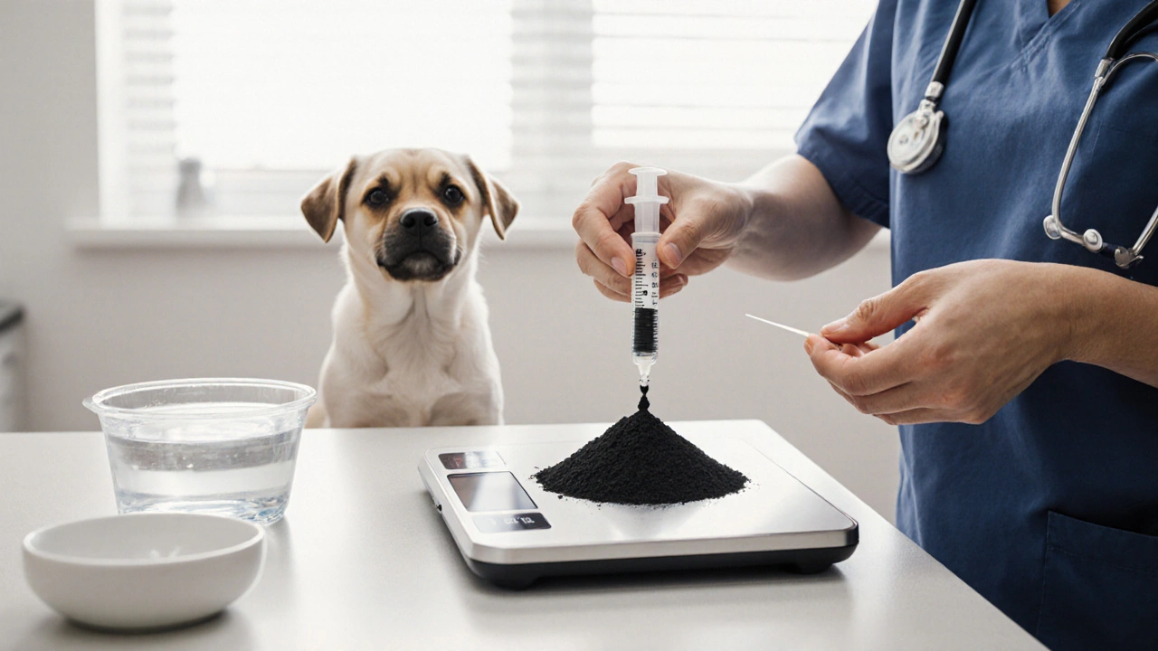 Jak bezpečně dávkovat černé uhlí psovi při průjmu a zácpě