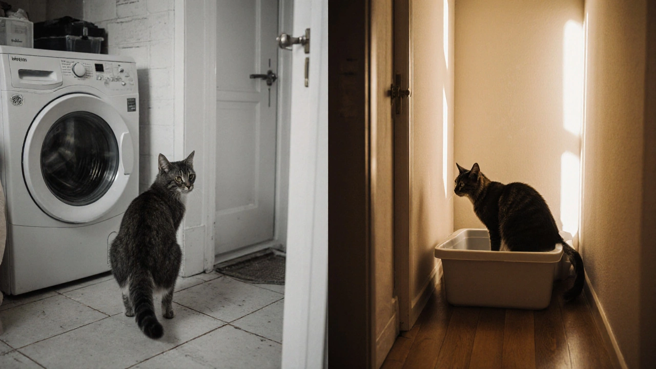 Porovnání dvou umístění pískovníku: jedno nevhodné u hluků, druhé klidné a bezpečné.