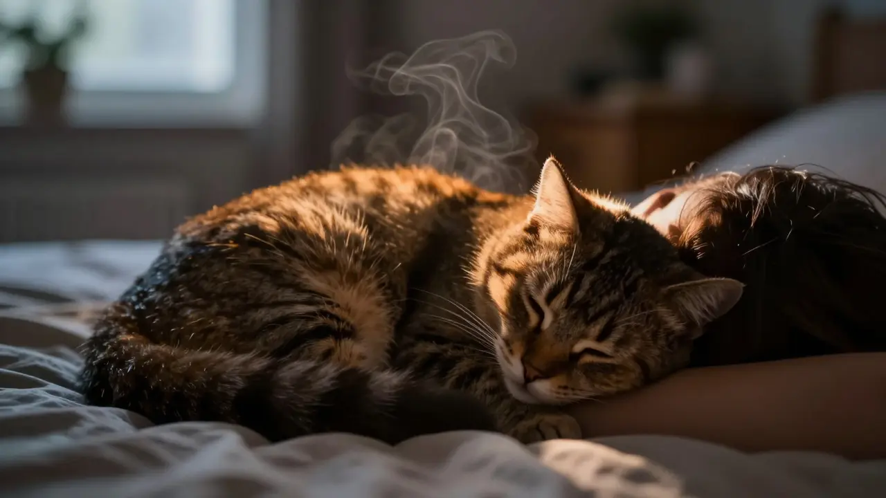 Co znamená, když kočka spí u hlavy? Proč to dělá a co to říká o jejím zdraví